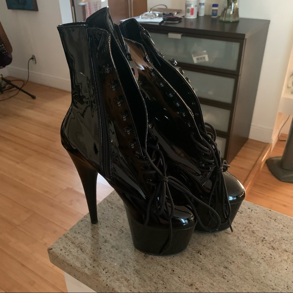 Black Shiny Pleaser Stilettos